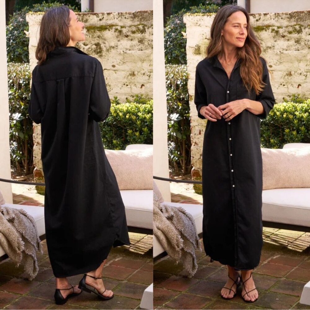 Frank & Eileen Rory Maxi Shirt Dress Famous Denim in Black Size XS - Picture 16 of 16